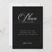 Classic Black Please Take A Favour Wedding Sign