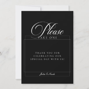 Classic Black Please Take A Favour Wedding Sign Invitation