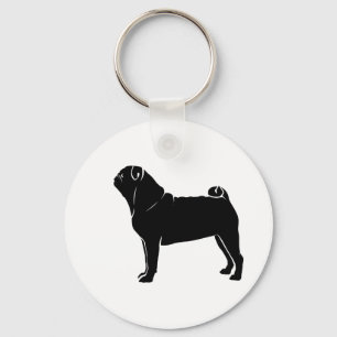 Classic Black Pug Design Key Ring