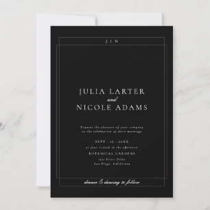 Classic Black QR Code Detail RSVP Registry Wedding Invitation