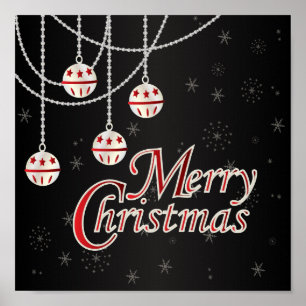 Classic Black, Red and White Merry Christmas Poster