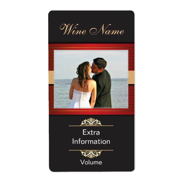 Classic Black Red Wine Label With Kisses (Front)