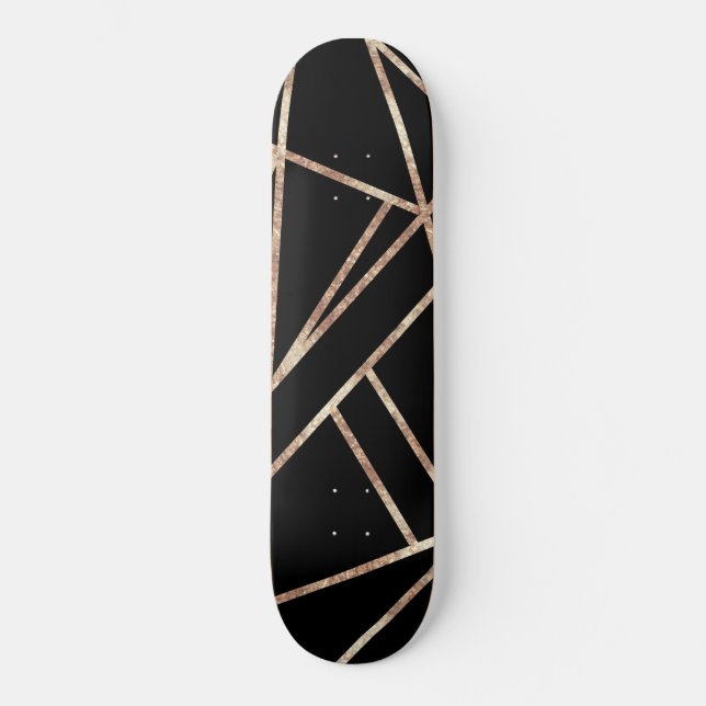 Classic Black Rose Gold Geo #1 Skateboard (Front)