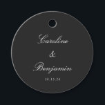 Classic Black Script Elegant Wedding Custom Favour Tags<br><div class="desc">Stylish Formal Classic Traditional Script Elegant Wedding Invitation Custom Favour Tags in Black with White Typography</div>