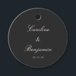 Classic Black Script Elegant Wedding Custom Favour Tags<br><div class="desc">Stylish Formal Classic Traditional Script Elegant Wedding Invitation Custom Favour Tags in Black with White Typography</div>