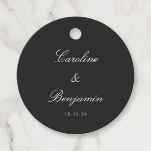 Classic Black Script Elegant Wedding Custom Favour Tags