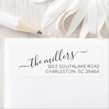 Classic Black Script Return Address Label