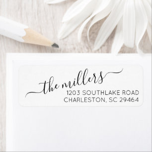 Classic Black Script Return Address Label