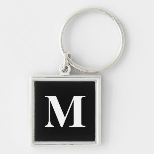 Classic Black Serif Monogrammed Key Ring