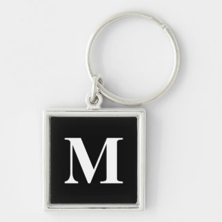 Classic Black Serif Monogrammed Key Ring