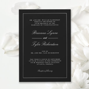 Classic Black Simple Elegant Formal Wedding Invitation