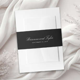 Classic Black Simple Elegant Script Wedding Invitation Belly Band