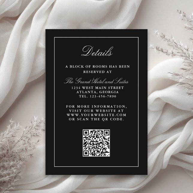 Classic Black Simple Elegant Wedding Details  Enclosure Card (Creator Uploaded)