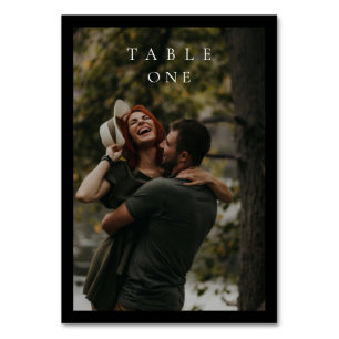 Classic Black Simple Photo Wedding Table Number
