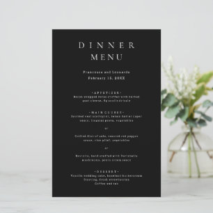 Classic Black Simple Wedding Menu