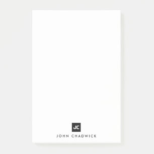 Classic Black Square Monogram Minimalist Basic Post-it Notes