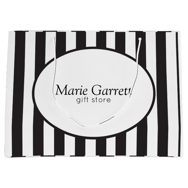 Classic Black Stripes Custom Large Gift Bag (Front)