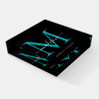 Classic Black Teal Green Monogram Chic Script Name