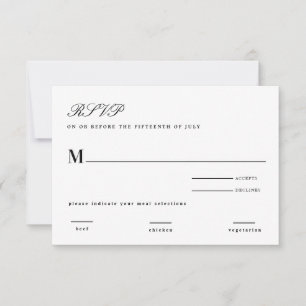 Classic Black Tie Black White Wedding Invitation