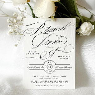 Classic Black Tuxedo Wedding Rehearsal Dinner Invitation