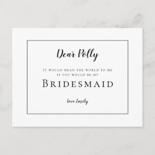 Classic Black Typography /Bridesmaid Request Postcard