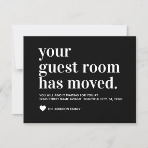 Classic Black Typography Guest Room Moved Moving Announcement