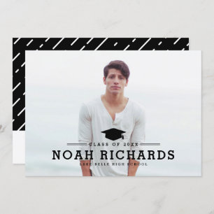 Classic Black Typography Photo Graduation Invitation