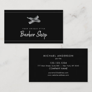 Classic Black Vintage Barber Tools Barbershop Business Card