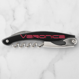 CLASSIC BLACK w/YOUR NAME in VIVID RED & ROSE Corkscrew