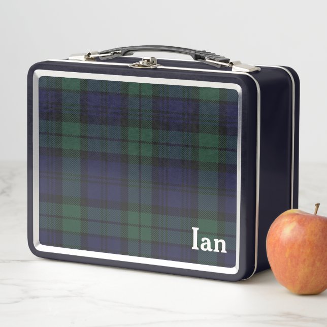 Classic Black Watch Tartan Plaid Custom Metal Lunch Box (In Situ)
