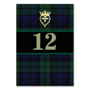 Classic Black Watch Wedding Table Number Card
