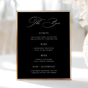 Classic Black Wedding Bar Menu  Poster
