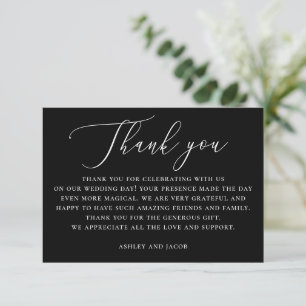 Classic Black Wedding Formal Delicate Typography Thank You Card