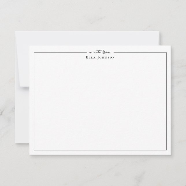 Classic Black & White a note from  Thank You Card (Front)