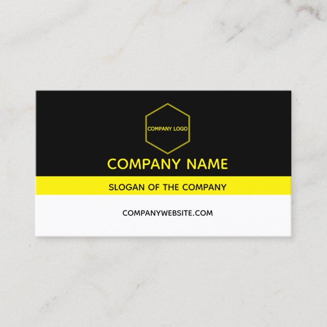 Classic Black White and Yellow Business card (Front)