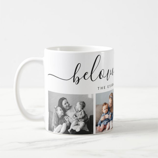 Classic Black White Beloved Nana Photo Mothers Day Coffee Mug (Left)