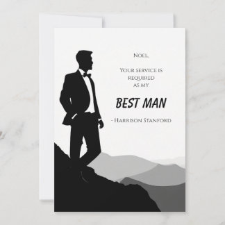 Classic Black & White Best Man Proposal Card