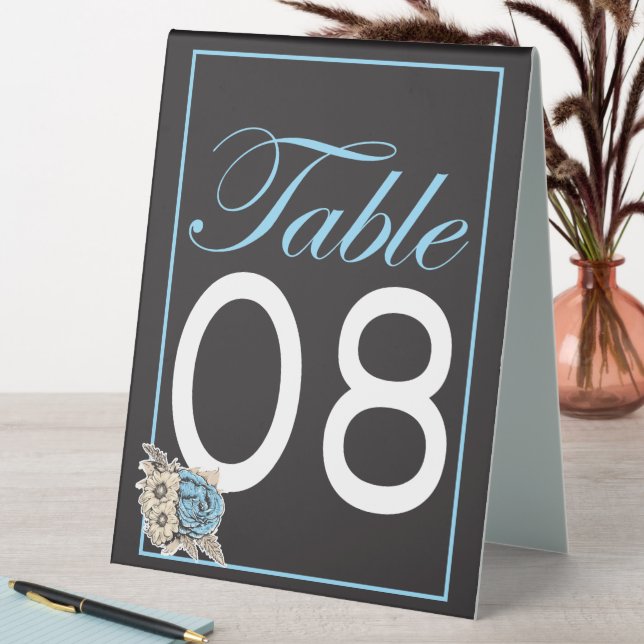 Classic Black, white blue rose and blue border  (In SItu (Table))