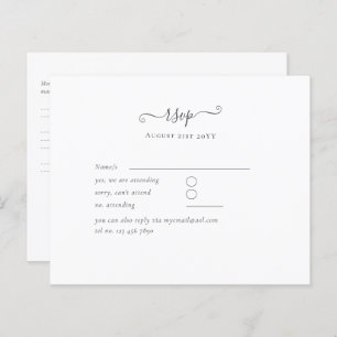 Classic Black White Budget RSVP Menu