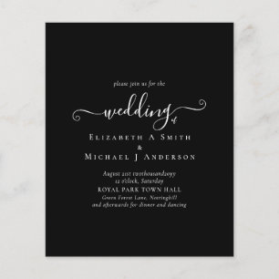 Classic Black White Budget Wedding Invitation Flyer