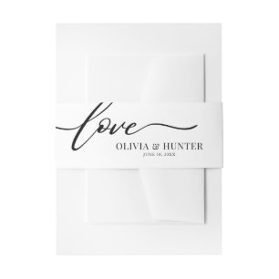 Classic Black & White Calligraphy Wedding Invitation Belly Band