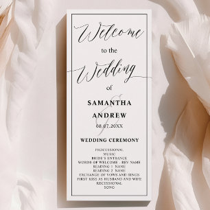 Classic black white calligraphy wedding program programme