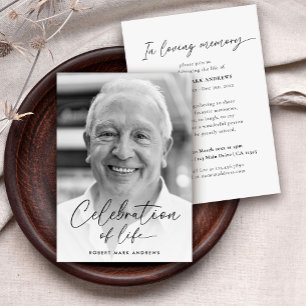 Classic Black White Celebration of Life Memorial Invitation
