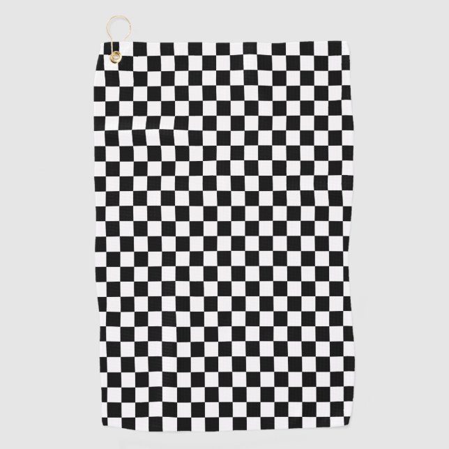 Classic Black & White Chequered  Golf Towel (Front)
