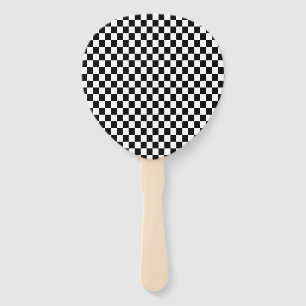 Classic Black & White Chequered  Hand Fan