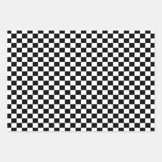 Classic Black & White Chequered   Wrapping Paper Sheet