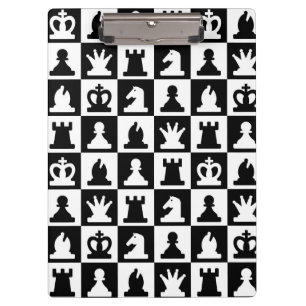 Classic Black & White Chessboard Pattern Clipboard