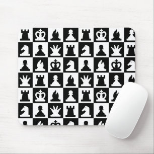Classic Black & White Chessboard Pattern Mouse Mat