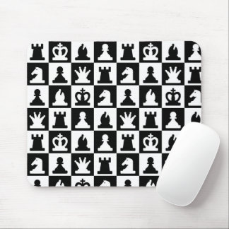 Classic Black & White Chessboard Pattern Mouse Mat