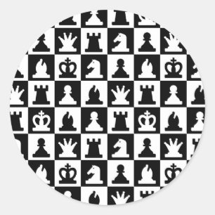 Classic Black & White Chessboard Pattern Round Sticker